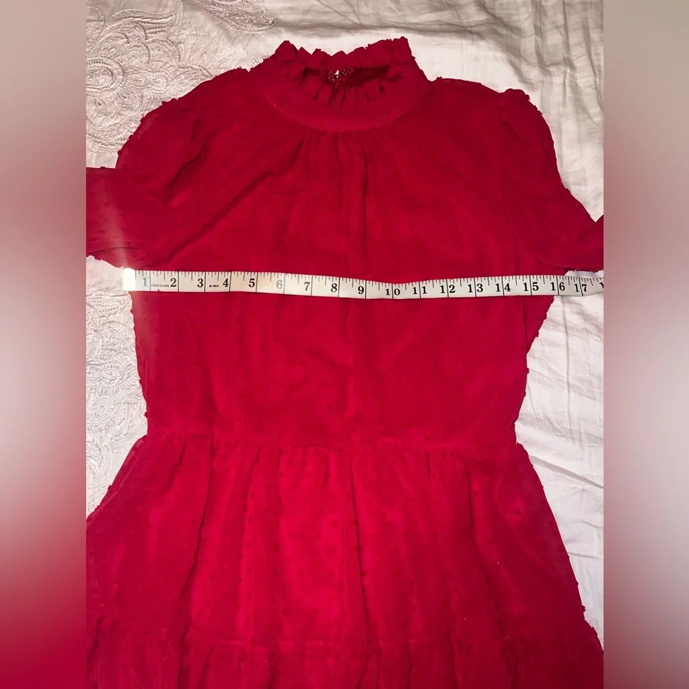 Trixxi Red Swiss Dot Long Sleeve Mini Dress Size M